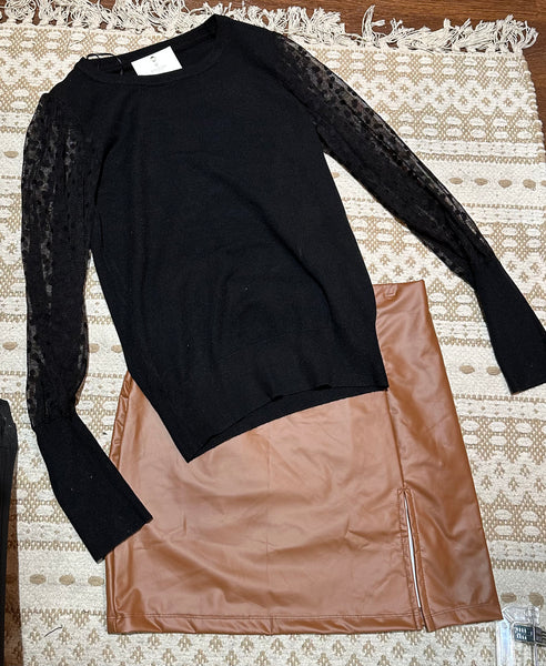 brown mini “leather”skirt