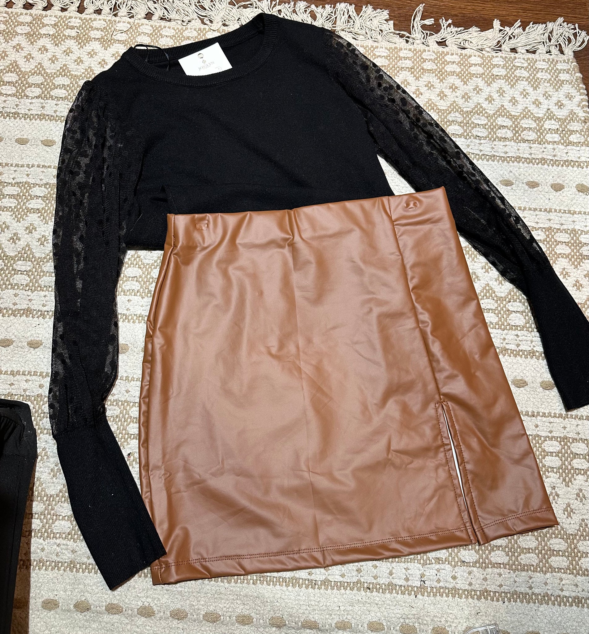 brown mini “leather”skirt