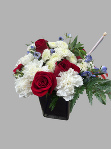 Red white and blue arrangement