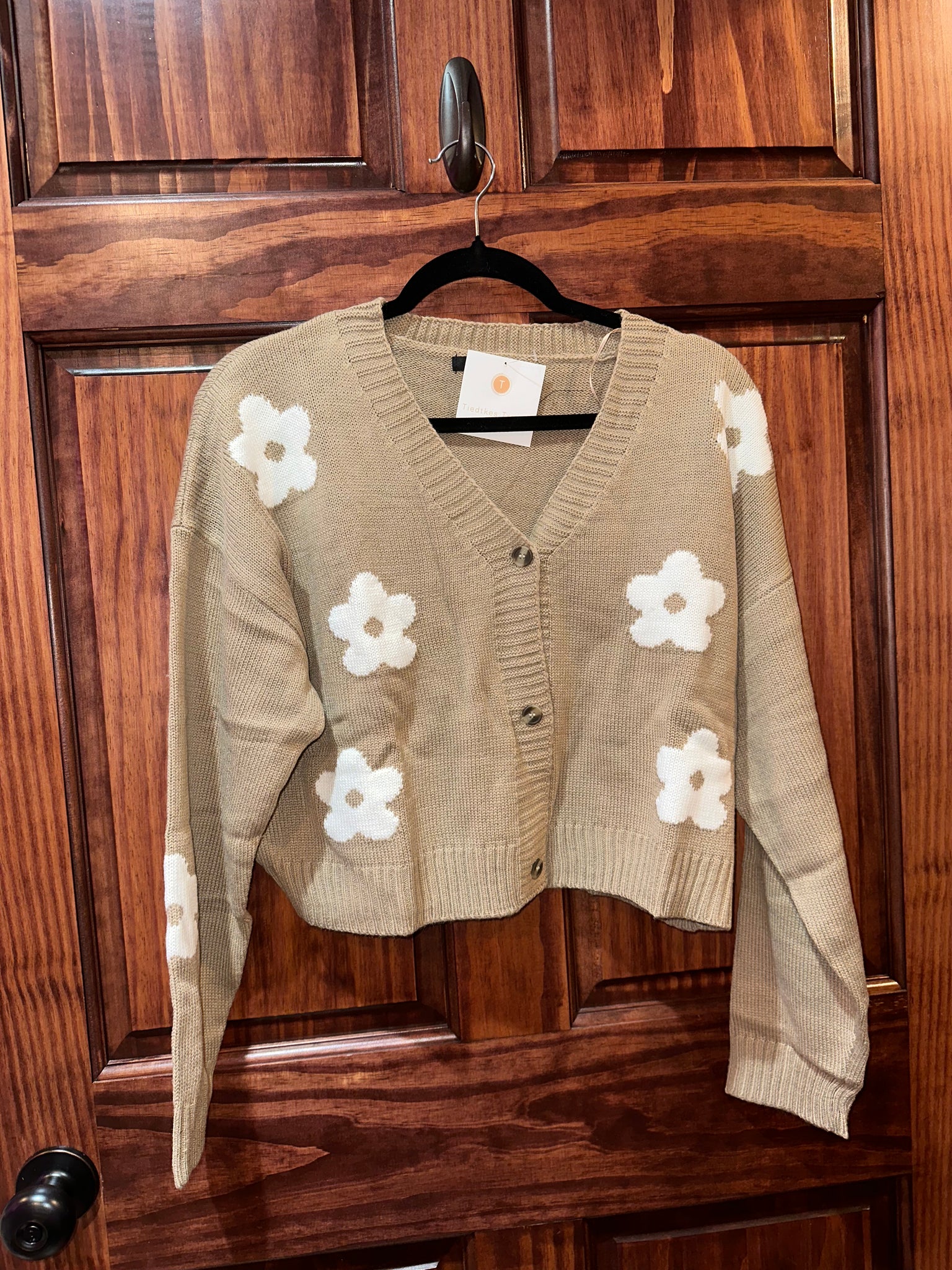 brown Flower button cardigan