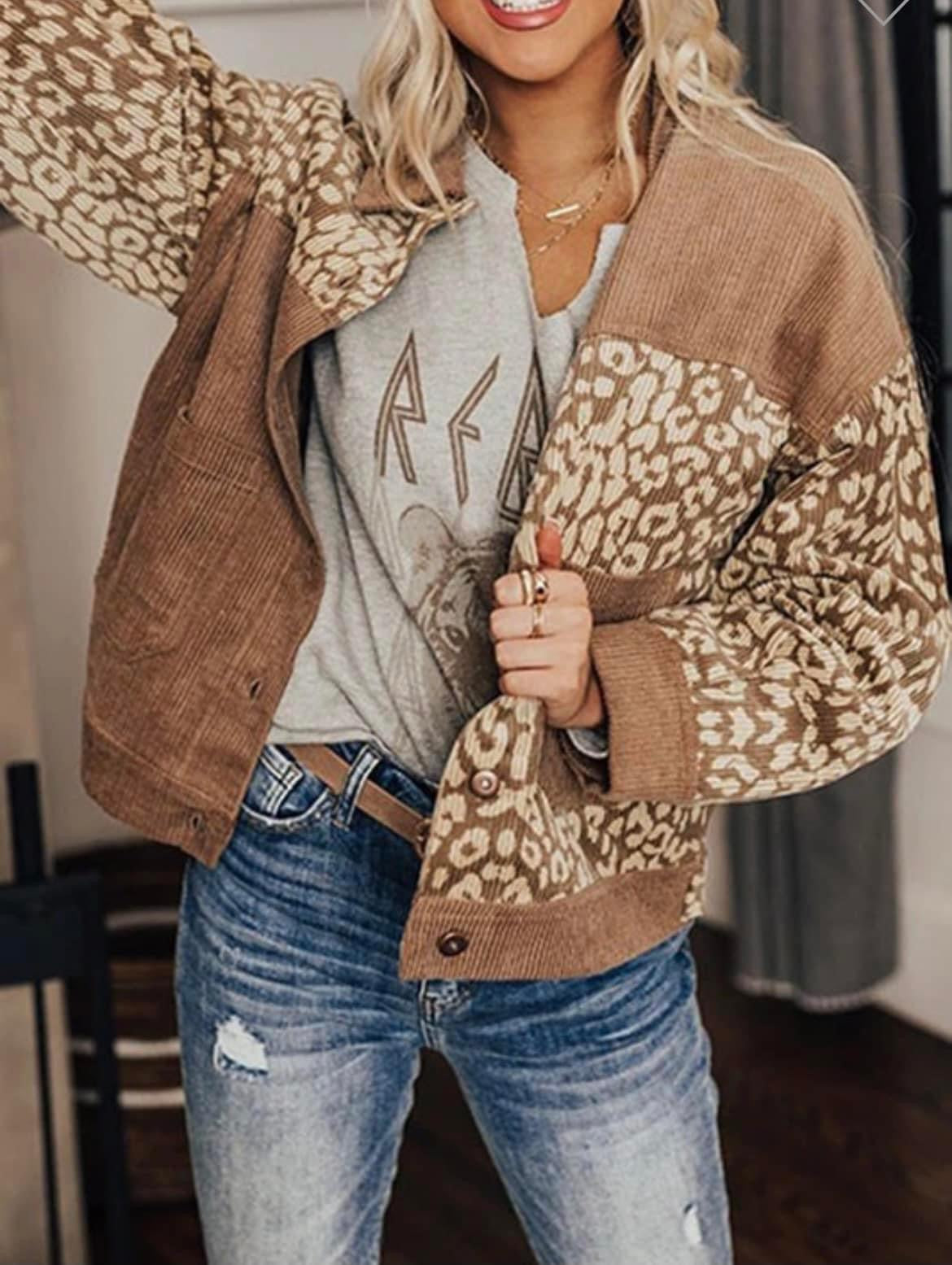leopard corduroy jacket